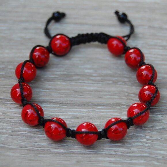 Tibetan Shamballa Style Bracelet,Large 10mm Beads,Drawstring Bracelet - Picture 2 of 2